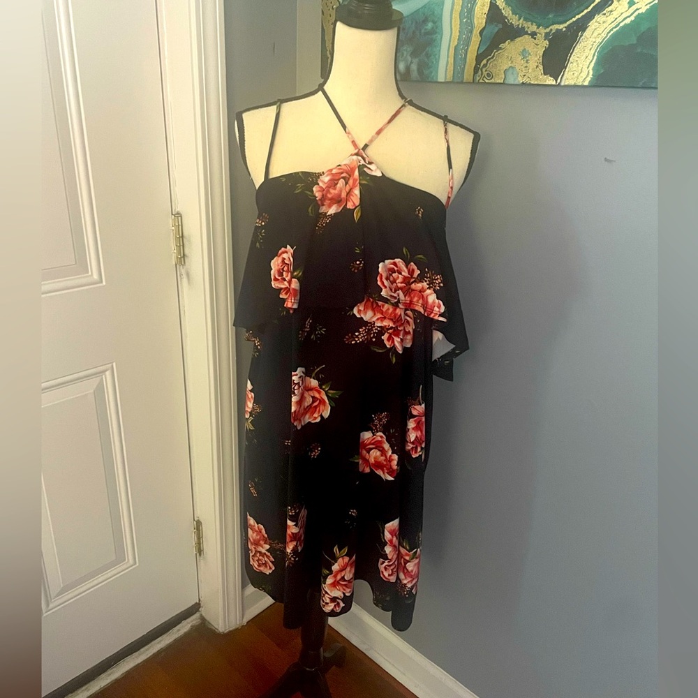 Dress/ mini Navy Floral pink spaghetti strap size XL
